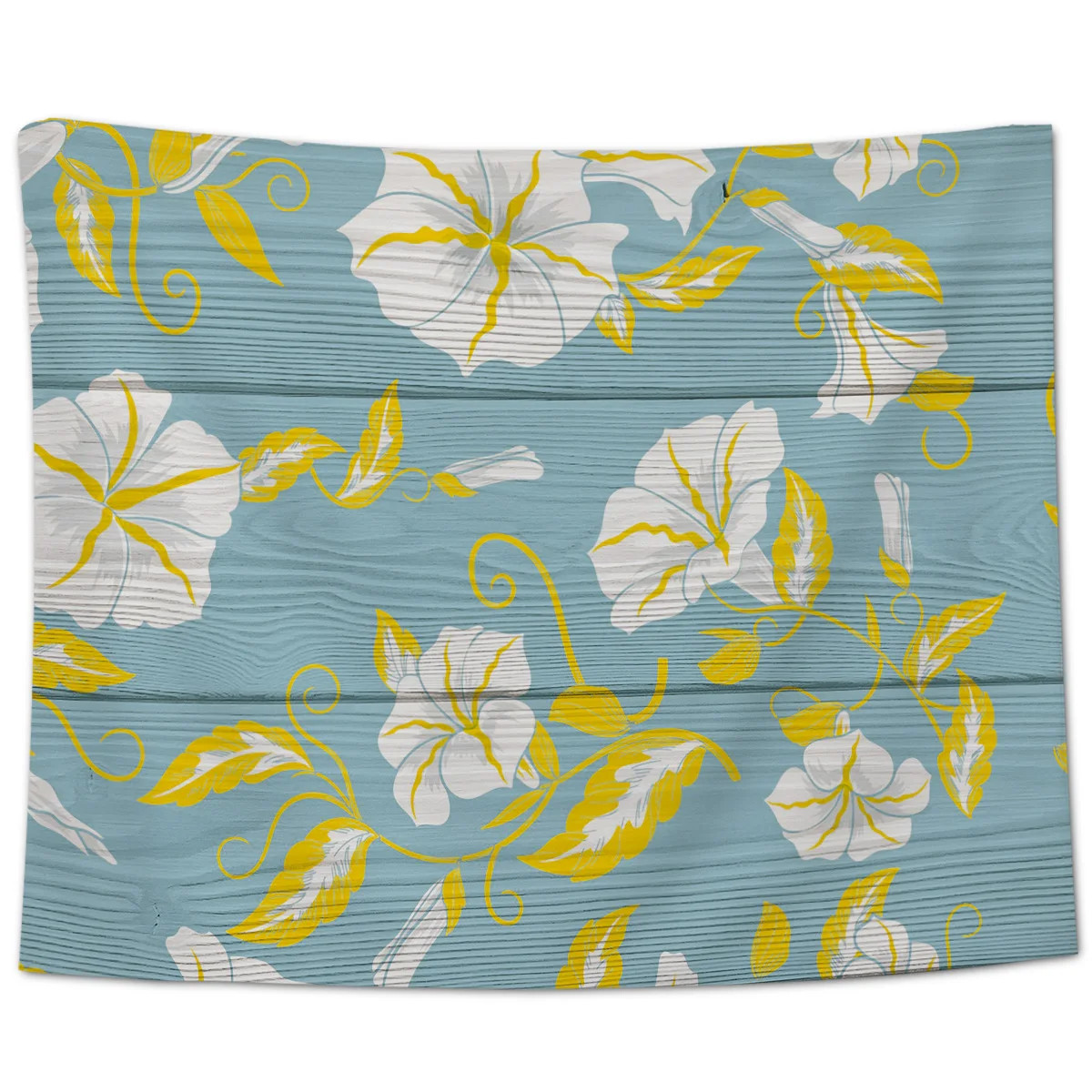 Винтажный деревянный текстурированный фон с желтыми гобелены цветами настенный