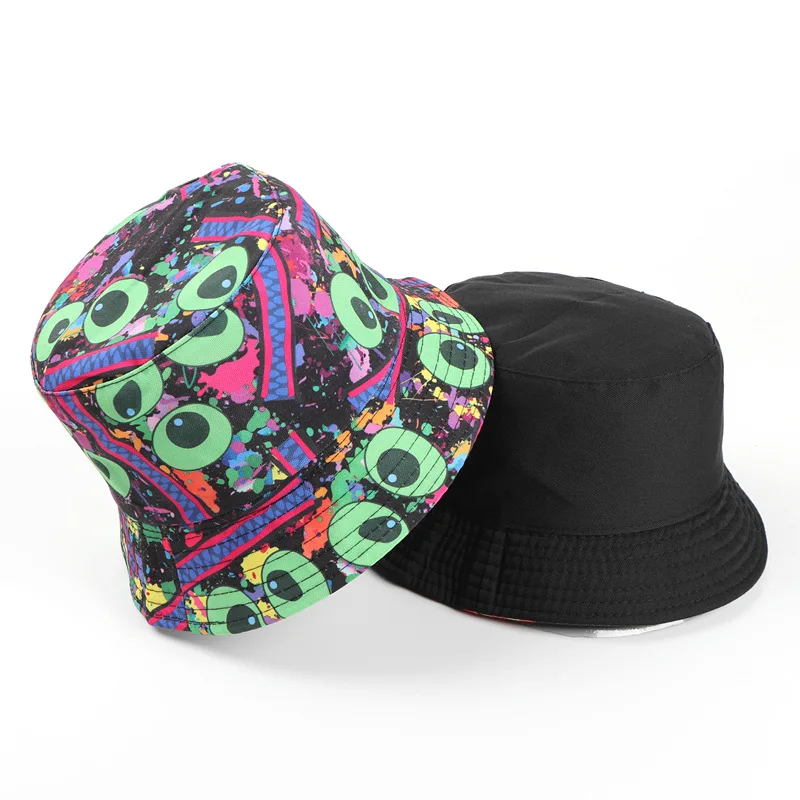 

2022 Cotton Graffiti Print Bucket Hat Fisherman Hat Outdoor Travel Sun Cap Hats for Men and Women 294