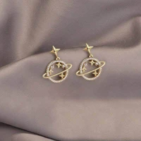 planet diamond earring star earth korean 925 silver needle fashion mass design earring ladies