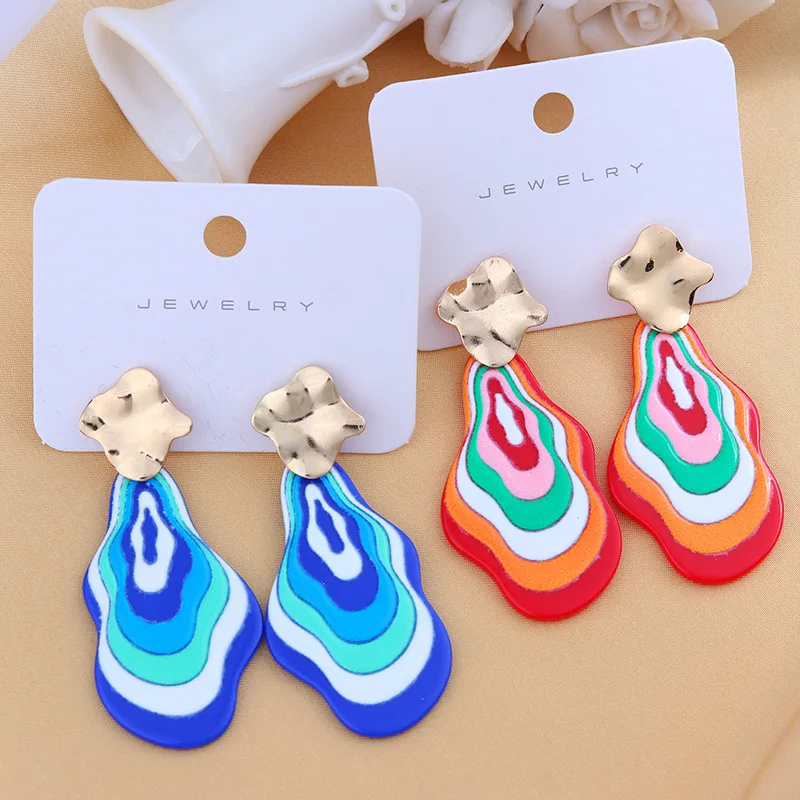

Donarsei Fashion Irregular Hit Color Geometric Drop Earrings For Women Colorful Dripping Oil Dangle Earrings