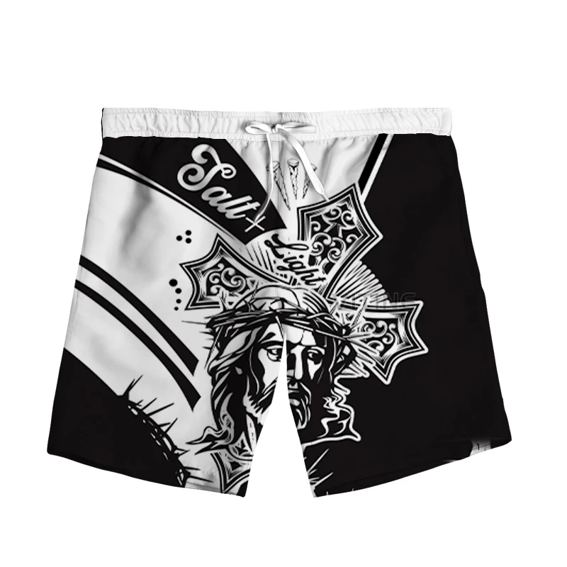 

New Fashion 3D Print Jesus Woman Men Summer Beach Loose Shorts Casual Pants Polyester P08