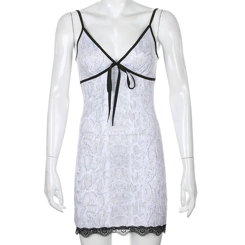 

HOUZHOU Sexy Lace Slip Dress Summer Blackless Bandage Mini Derss Sheath Sleeveless Sundresses Women Moda Feminina Verao 2021