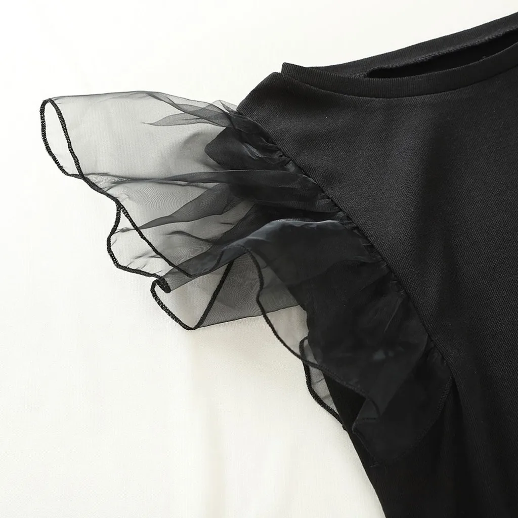 Элегантная пикантная блузка в рубчик с рюшами Женские Прозрачные топы и блузки