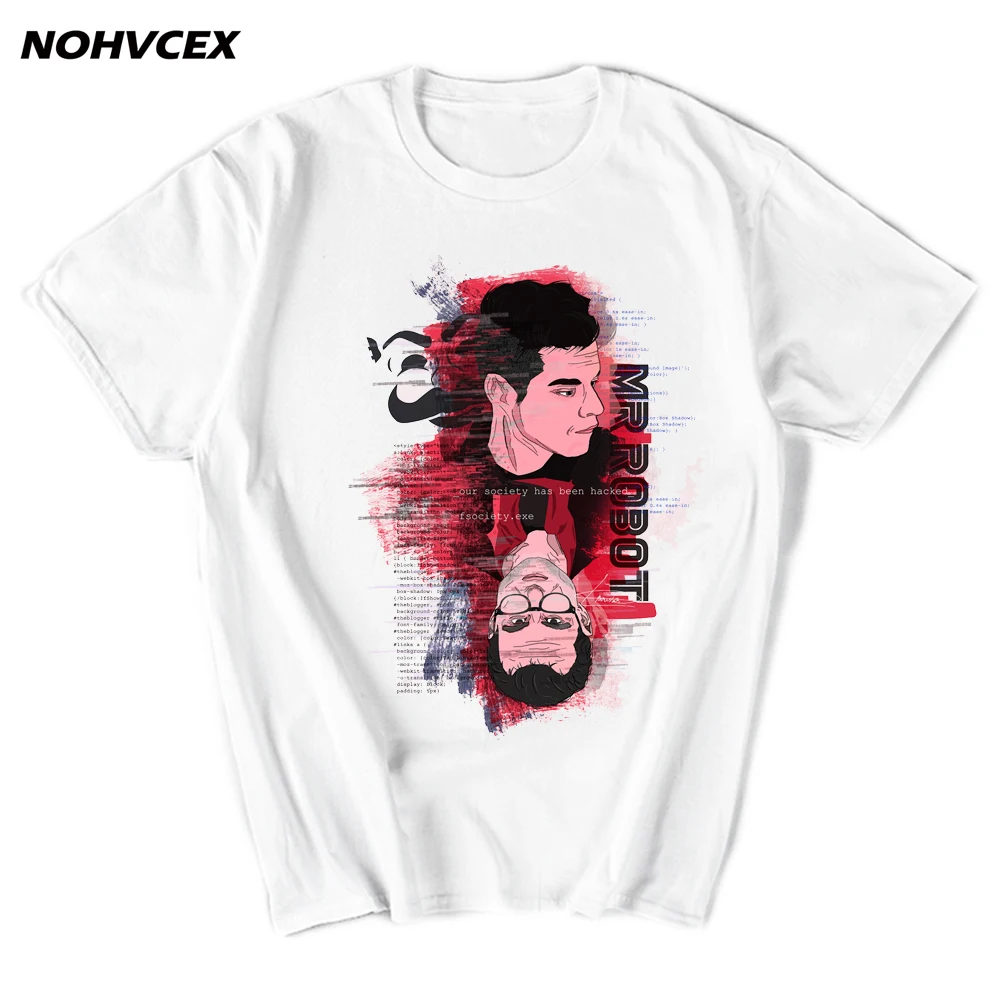 Мужская футболка с коротким рукавом и мультипликационным принтом Mr Robot | одежда