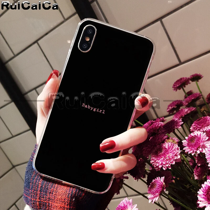 A16 RuiCaiCa Babe babygirl honey line Text art Smart Cover мягкий чехол для телефона Apple iPhone 8 7 6S Plus X XS MAX 5 5S SE XR - Цвет: A16