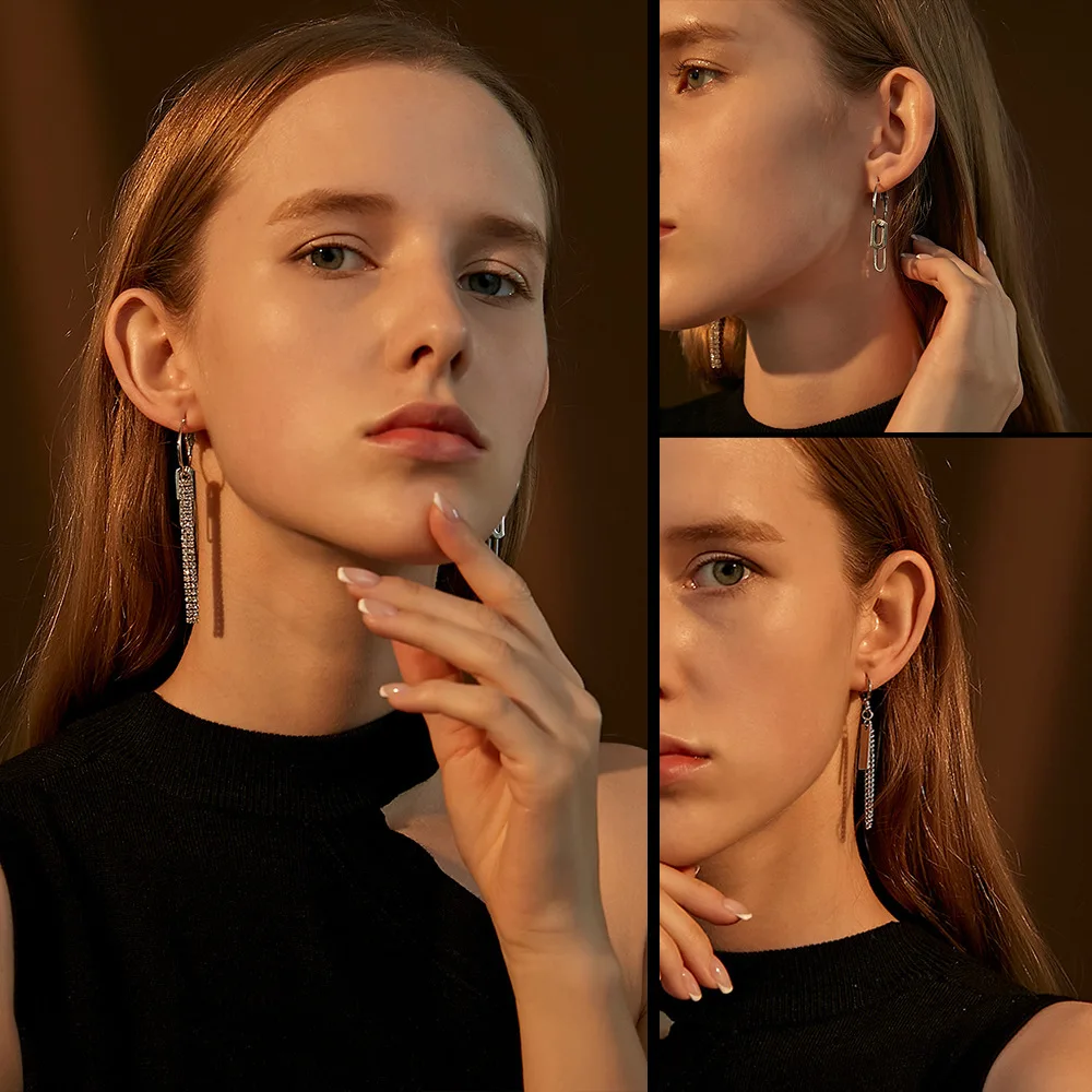 

Vintage Asymmetric Chain Earrings for Women Hip-Hop Punk Style Creative Tassel Earrings Long Metal Ear Studs Jewelry Aretes
