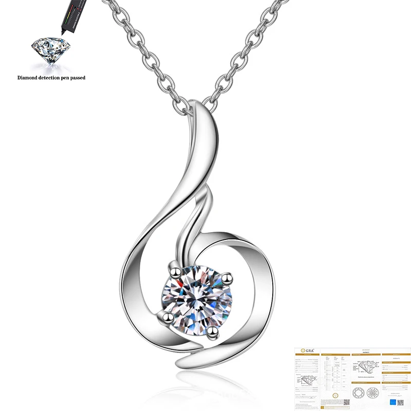 

inbeaut 925 Silver Pass Diamond Test 0.8 ct Moissanite Cute Minnie Pendant Necklace Excellent Cut D Color Moissanite Chain