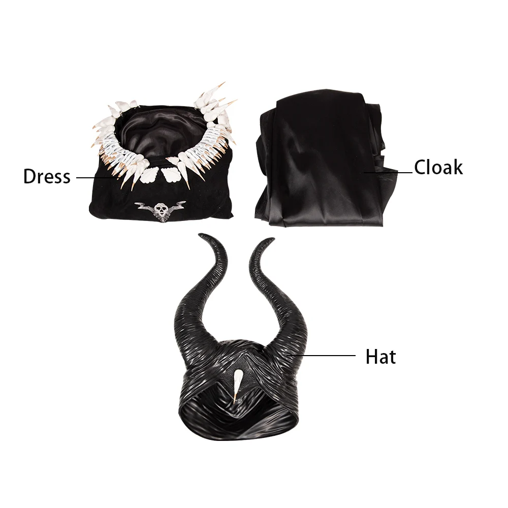 

Mistress of Evil Maleficent Cosplay Costume Angelina Jolie Costumes Wing Headgear Halloween Clothing Headwear Custome Made