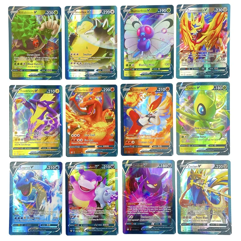50-300 шт. блестящие карты Pokemon V MAX GX Лидер продаж этикетка команда VMAX EX английская