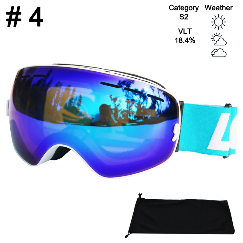 Color 4 Glasses LOCLE лыжные очки двухслойные UV400 Анти-Туман Лыжные очки Снег Катание на лыжах Сноуборд мотокросс очки Лыжные маски или очки - Цвет: Color 4 Glasses