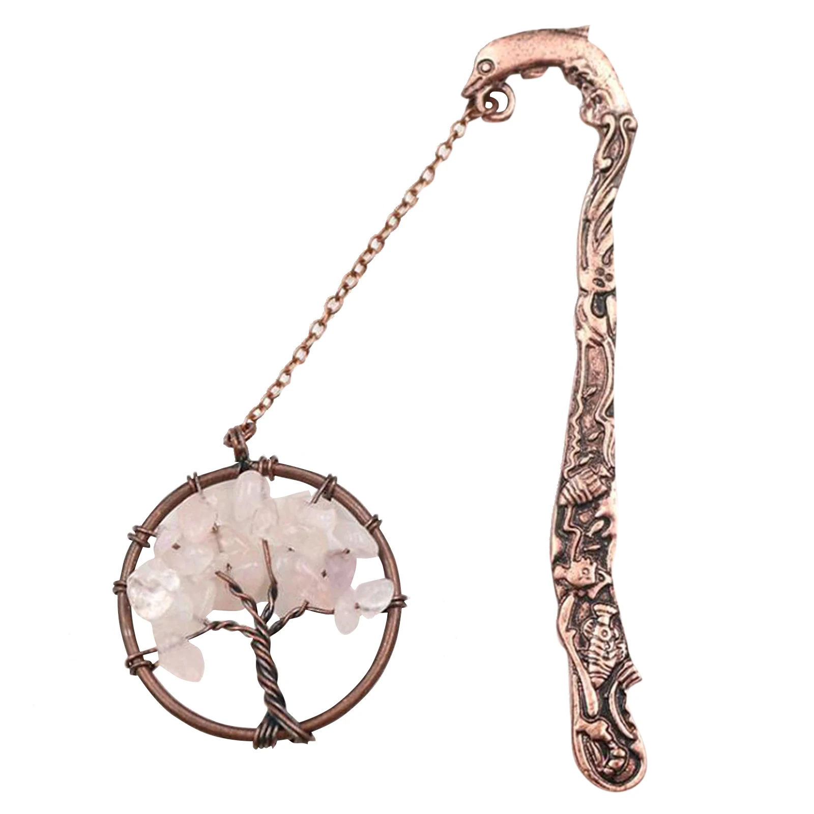 

Античная медь, металлическая Закладка, древо жизни, дельфин, винтажный натуральный драгоценный камень, 7 чакр, подарок W4364