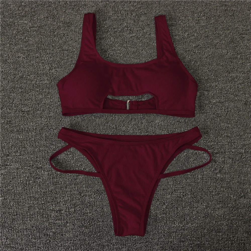 

Hot Women Ladies Bikini Set Hollow Push-Up Swimwear Swimsuit Bathing Brazilian Bikinis Set Two Piece High Waist Swimming Suit