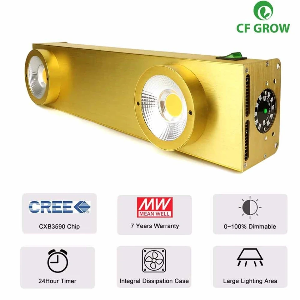 

CREE CXB3590 COB LED Grow Light Dimmable Full Spectrum 200W LED Grow Lamp for Indoor Tent Greenhouse Hydroponic Plant Flower