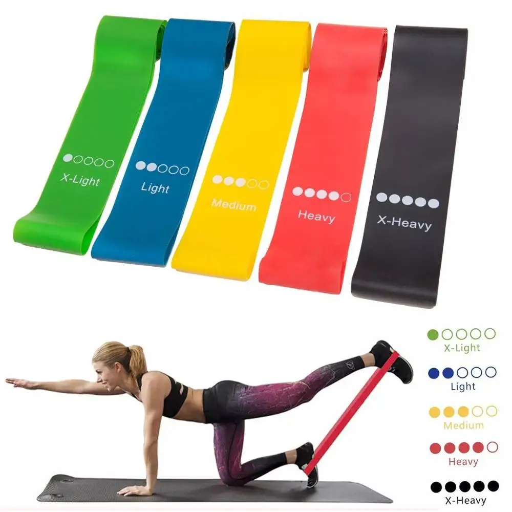 Набор эластичных резиновых лент для тренировок Fitness Gum, 6 штук: спортивные петли для йоги, пилатеса, домашнего тренажерного зала, похудения.