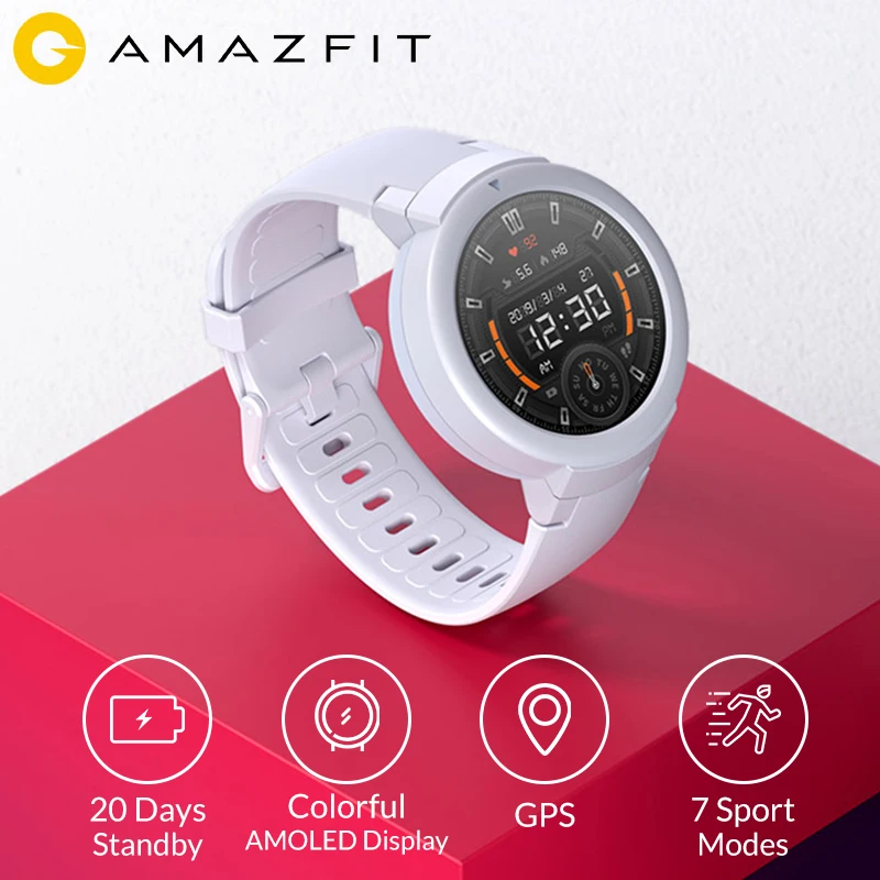 Amazfit Verge Lite, умные часы, 20 дней в режиме ожидания, 1,3 дюймов, экран, пульс, IP68, водонепроницаемый, gps