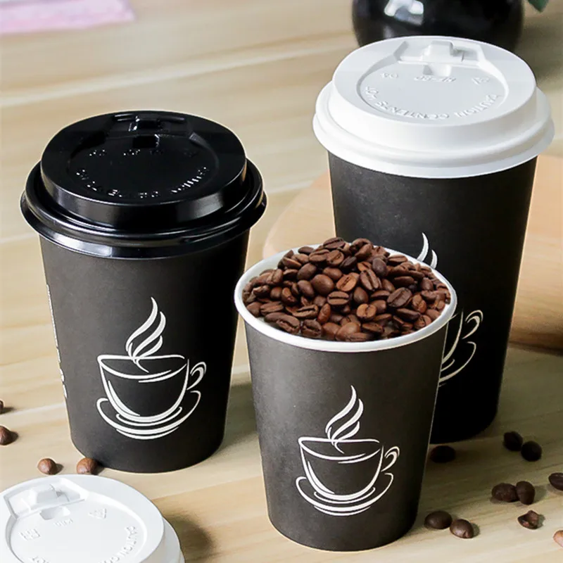 50 шт. Высококачественная креативная черная одноразовая кофейная чашка для