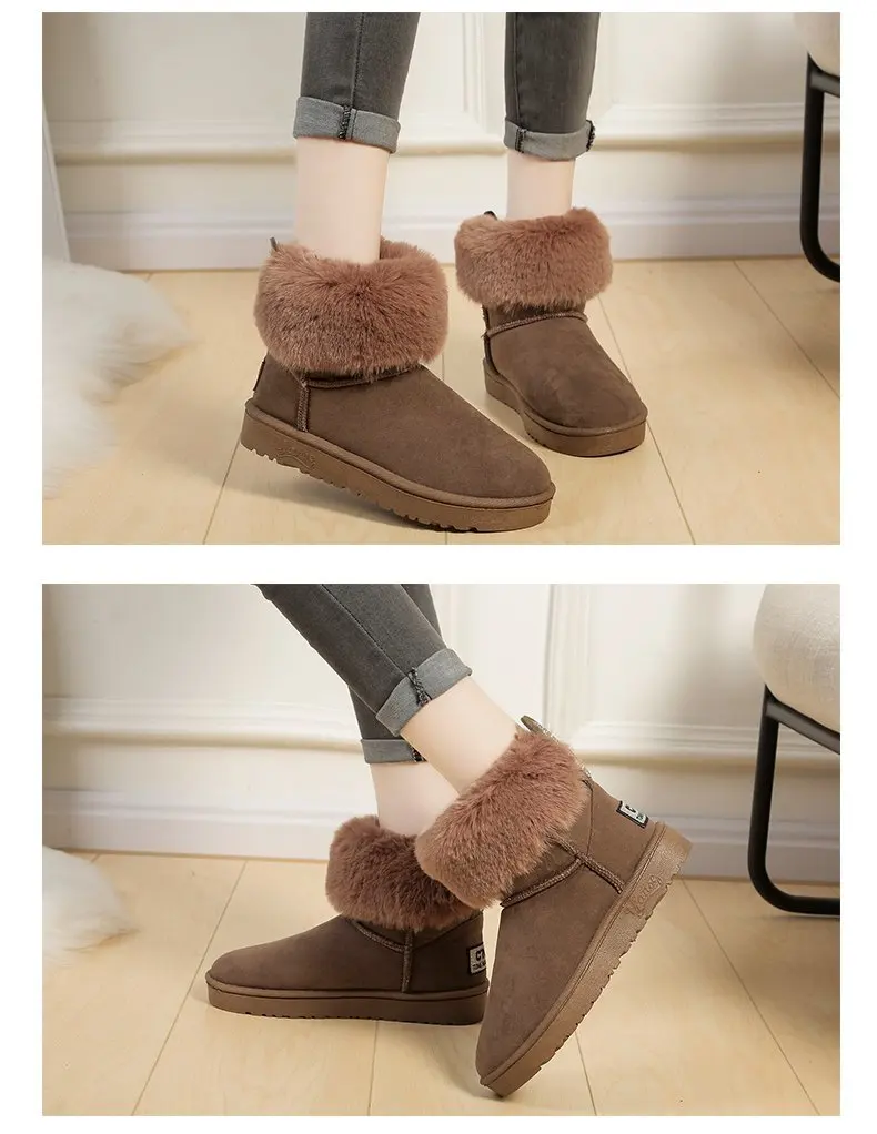 

Women's Shoes Snow Boots Phantom Color Wool Short Boots Cold Winter New Fashion Plush Casual Warm Boots Round Teo Women's Shoes