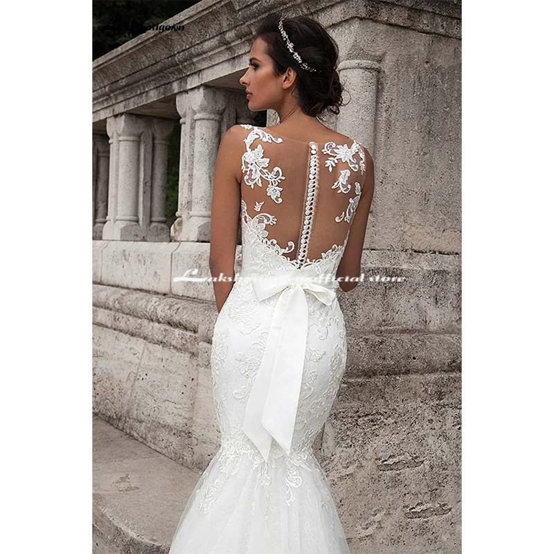 Кружевные свадебные платья 2020 белое свадебное платье Русалка с бантом и поясом