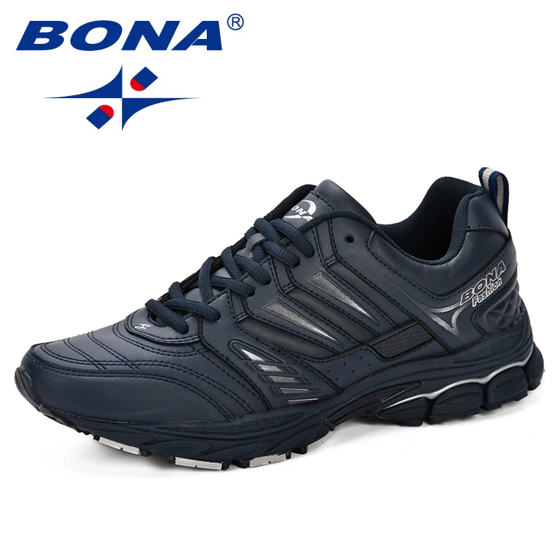 BONA Running Shoes Men's Outdoor Chunky Sports Shoes Comfortable Breathable Jogging Tennis Shoes Waterproof Leather Sneakers