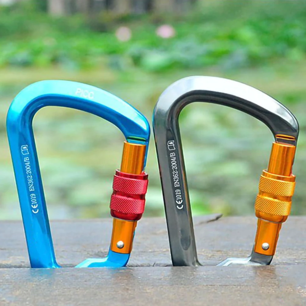 

Professional Carabiner 30KN Screw Door Lock Carabiner D Type Ring Hook Outdoor Downhill Climbing Equipment Safety Hook Dropship