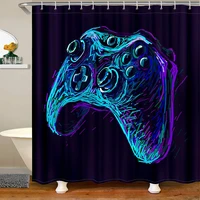 gamer shower curtain boys games bathroom shower curtain video game gamepad bath curtain novelty gaming bathroom sets accessories