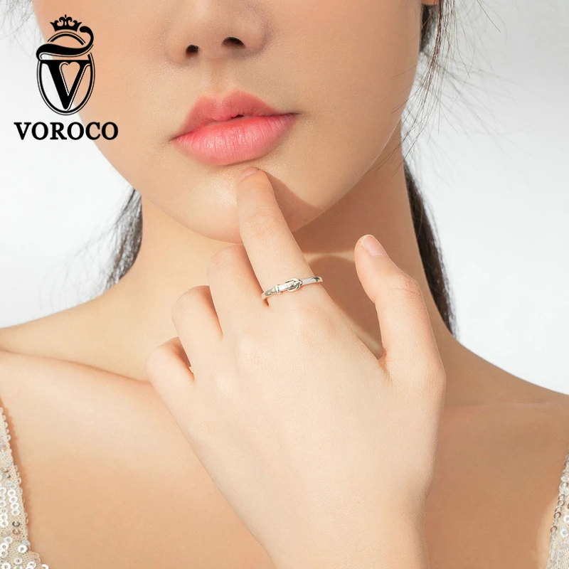 VOROCO BKR645 пряжка ремня реальное 925 Стерлинговое серебро Кольцо женское