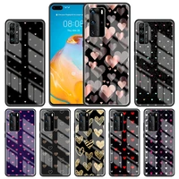 glass case for huawei p30 lite p40 pro p smart z y6 y7 2019 mate 20 lite honor 20 9x 8x phone cover capa animal cute love heart