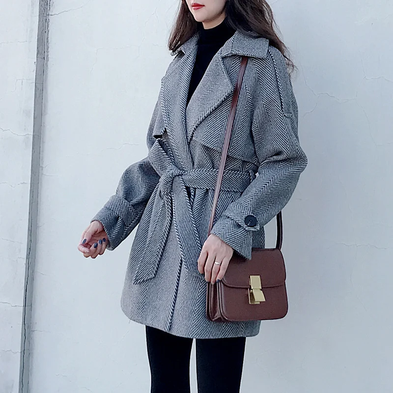 

Woolen Coat Women's Long Autumn And Winter New Popular Thickened Woolen Coat Korean Loose Small Women's Wear
