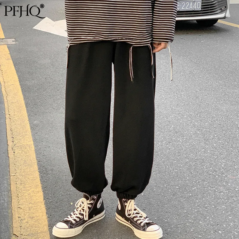 

PFHQ 2021 New Men's Fashion Korean Style Tie Feet Feet Casual Ins Wild Lace-up Wide-leg Sports Pants Spring and Autumn 21D294