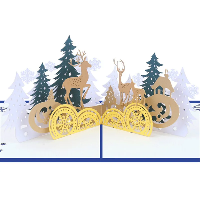 

3D Pop-Up Cards Merry Christmas Card Santa Pumpkin Xmas Festival New Year Card Winter Holiday New Year Greeting Cards
