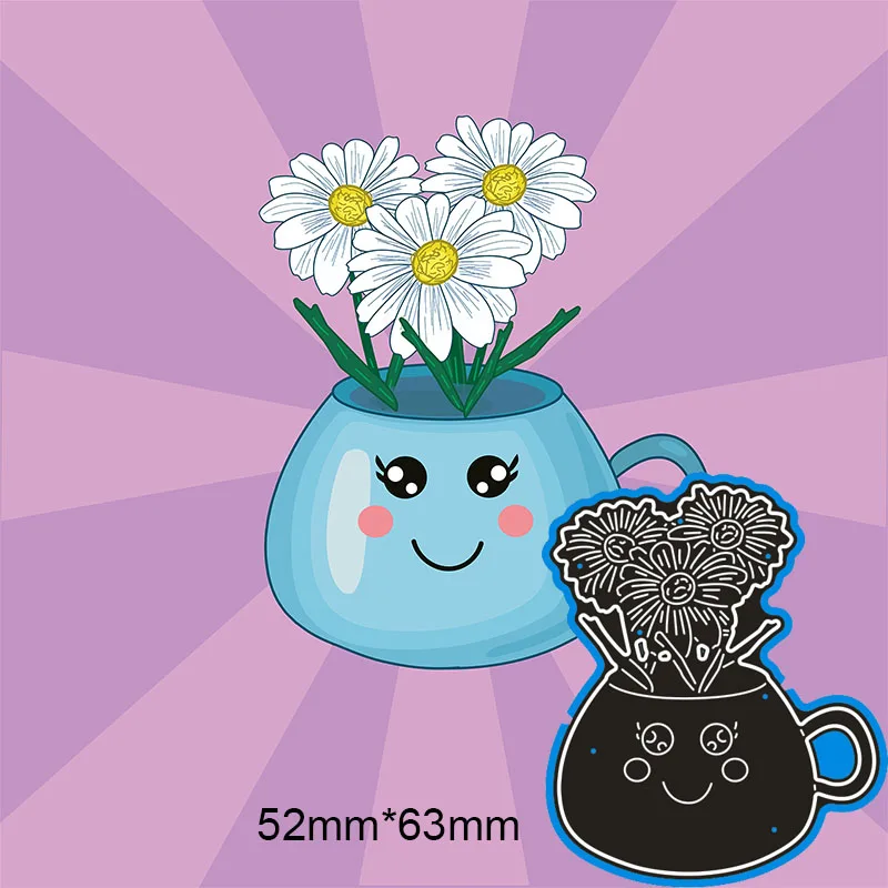 

Металлические штампы цветок в чашке Новинка украшение для скрапбукинга бумаги тиснение «сделай сам» бумажная карточка ремесло 52*63 мм