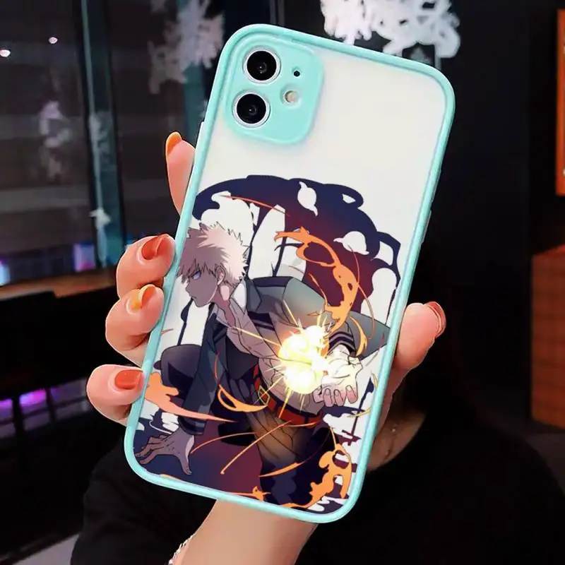 

Anime My Hero Academia deku Boku Phone Cases matte transparent For blue iPhone 7 8 x xs xr 11 12 pro plus max mini Clear Funda