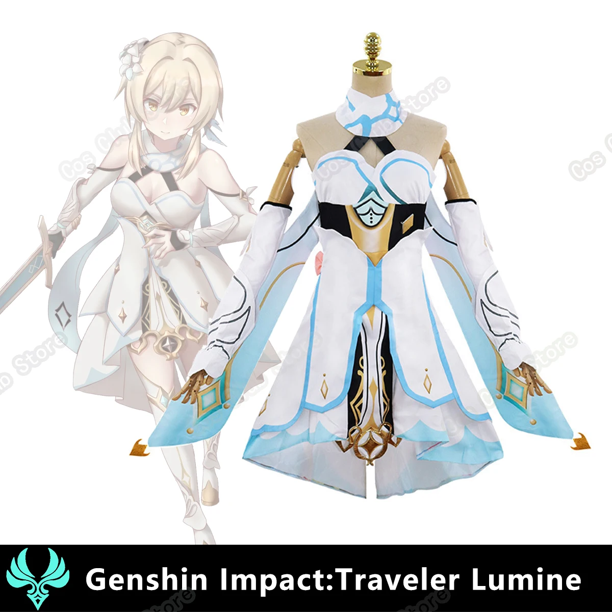 

Костюмы Genshin Impact Traveler Lumine для косплея, оригинальная версия, униформа для косплея на Хэллоуин вечерние женский костюм, парик, набор обуви