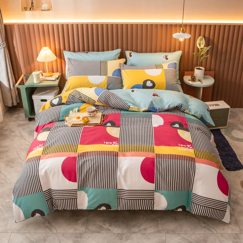 

4pcs 100% cotton Linens Home bed linen bedding set Bedspread on the bed sheet duvet cover set bed sheet Quilt Cover Pillowcase