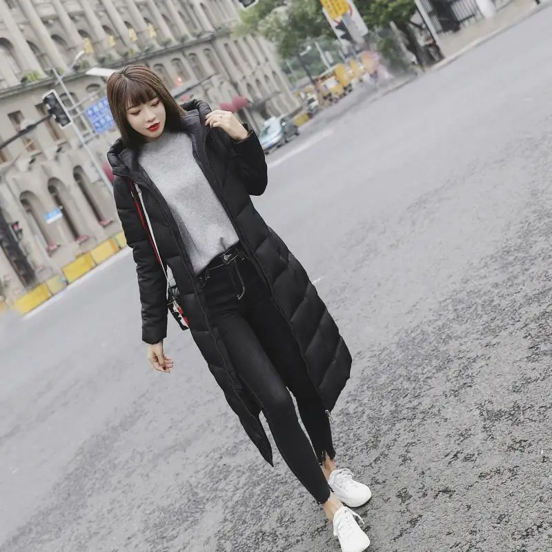 

Autumn and winter new Korean style loose long padded jacket women's long knee-length slim down padded jacket thickening tide