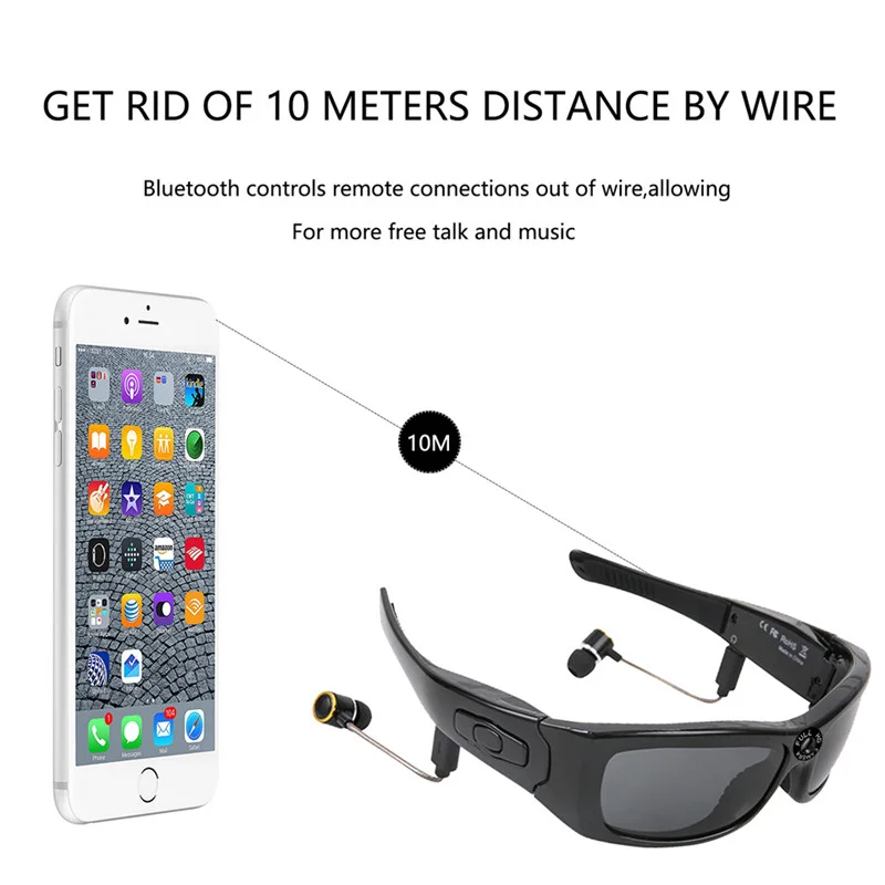 저렴한 2021 HBS-21 1080P 다기능 선글라스 이어폰으로 MP3 블루투스 카메라 안경을 타고 야외 스포츠 이어폰 안경