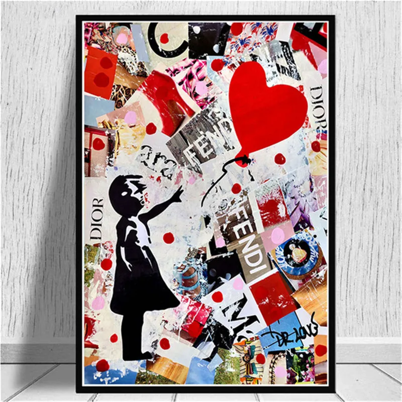 

Abstract Banksy Graffiti Girl Holding A Love Balloon Canvas Painting Posters and Prints Wall Art Pictures Home Decoration Cuadro
