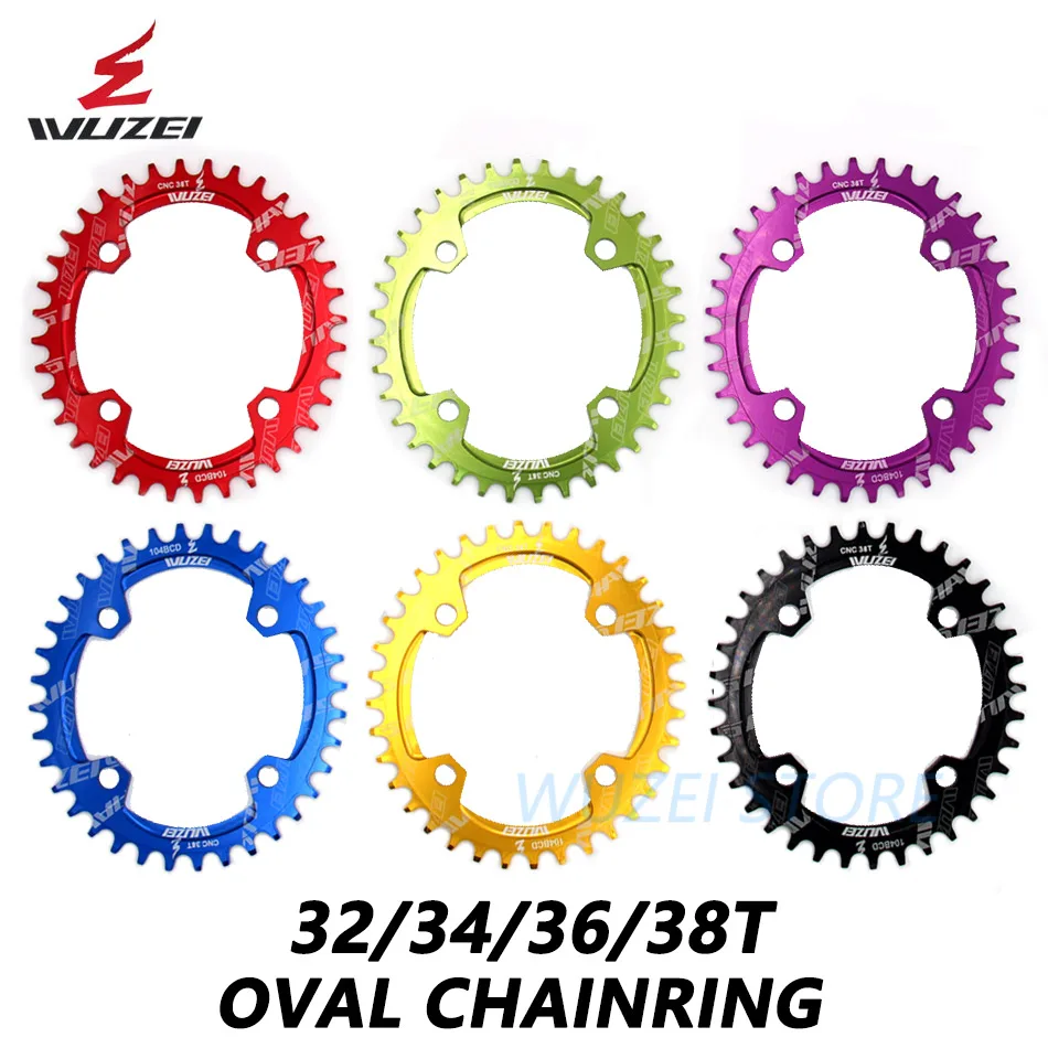 WUZEI 104BCD овальная узкая широкая Цепь 32 T/34 T/36 T/38 T MTB велосипедная Звездочка круг шатунная пластина велосипед из алюминиевого сплава запчасти