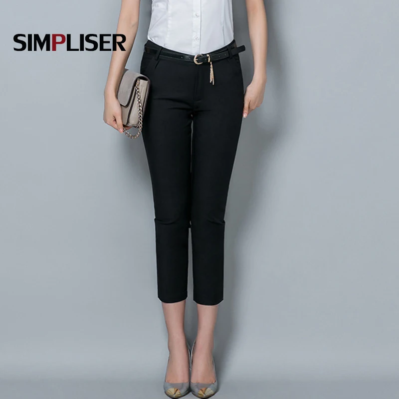 

Formal Ladies Office Work WearTrousers 2021 Summer Women OL Style Black Capris Pants Female Pencil Pants Plus Size 4XL