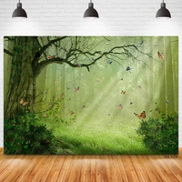 dreamy forest grass butterfly jungle photophone background baby shower newborn photography backdrop photocall photo studio props