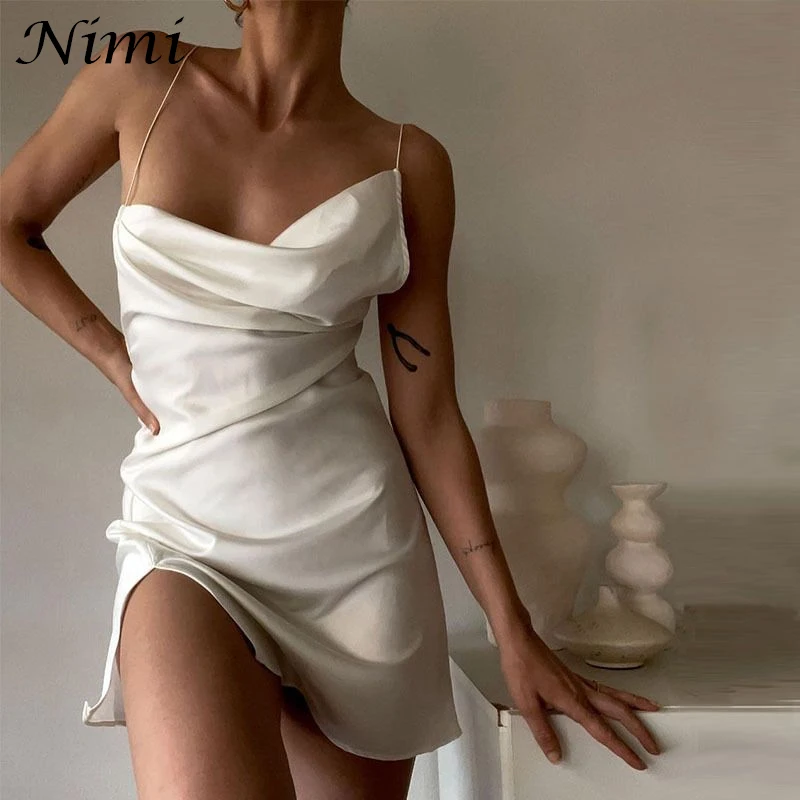 

Hem Slit Slip Dress Women Dresses Summer 2021 Sexy Backless Off Shoulder Fashion Sukienki Letnie Damskie Moda Feminina Verao