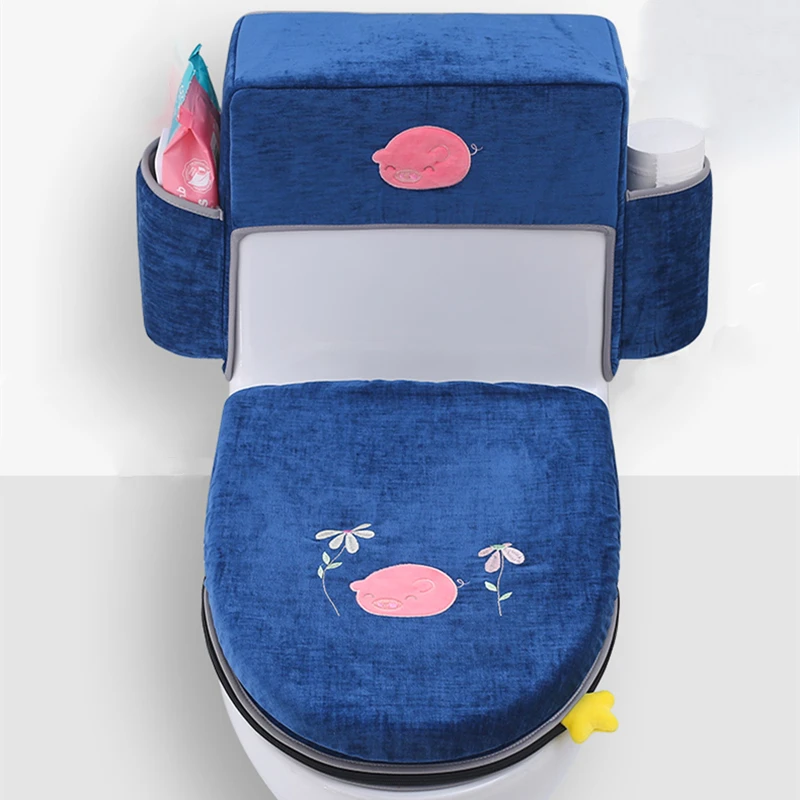 Чехол на сиденье унитаза 3 предмета в комплекте бархатная теплая подушка бытовой