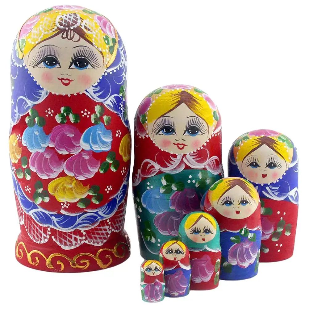 7 шт. деревянный большой живот Штабелируемый Matryoshka матрешки игрушка-головоломка домашний декор художественные поделки родитель-ребенок интерактивные игры