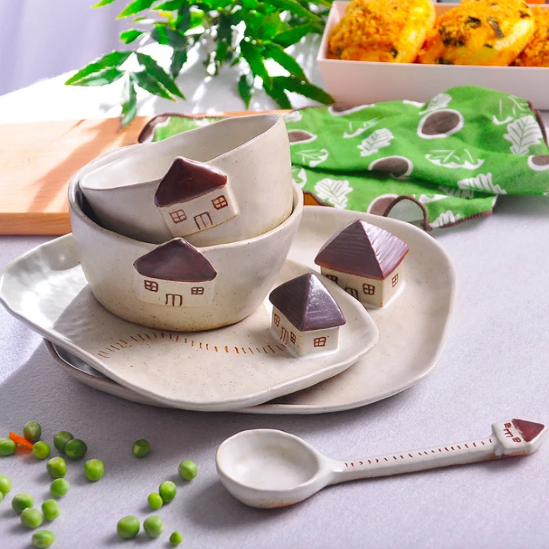 Набор мультяшных обеденных тарелок керамические кухонные тарелки набор посуды