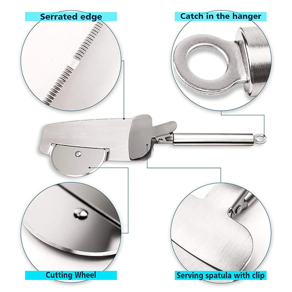 

Stainless Steel Pizza Cutter Wheel, Super Sharp Wheel Slicer 4 in 1 Design Suitable for Pizza, Pies, Waffles