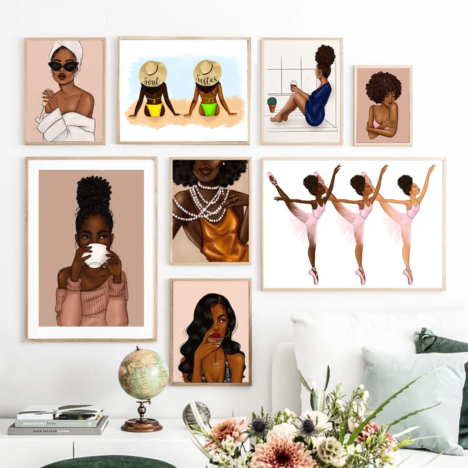 Настенная картина с изображением девушки танцующей во время праздника черная