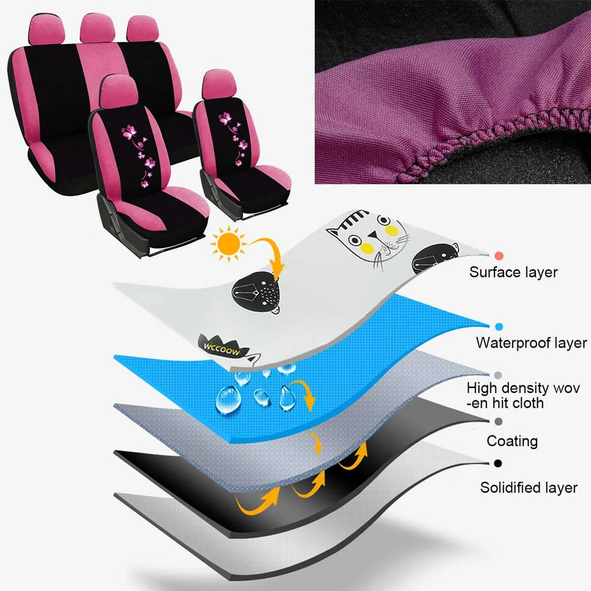 9 шт. полный автомобиль сиденья набор универсальный бабочка модные стайлинга