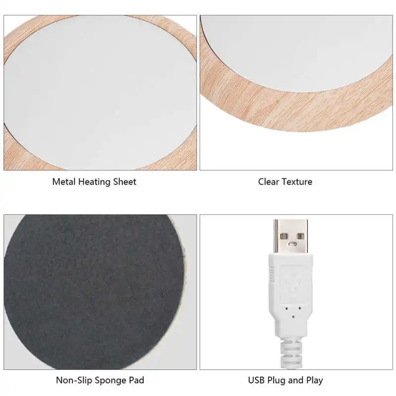 

Cup Warmer USB Powered Electric Heating Base Plate Mat Coffee Cup Mug Warmer for Home Office Coffee Warmer