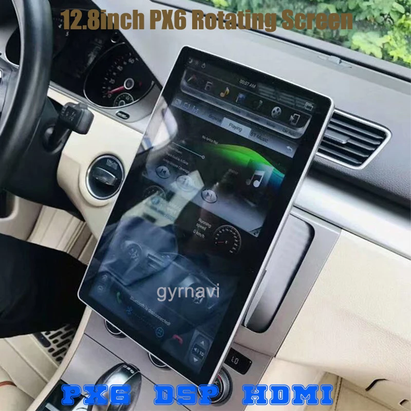 

PX6 12.8" Rotation IPS screen double din car universal gps radio DSP player Tesla Style android 9.0 4+64G wifi usb bluetooth