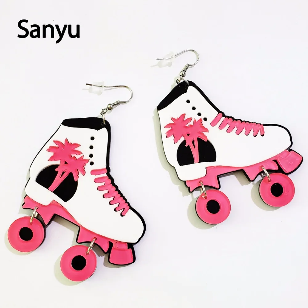 Женские Висячие серьги с кокосовой пальмой розовые акриловые капли в стиле панк